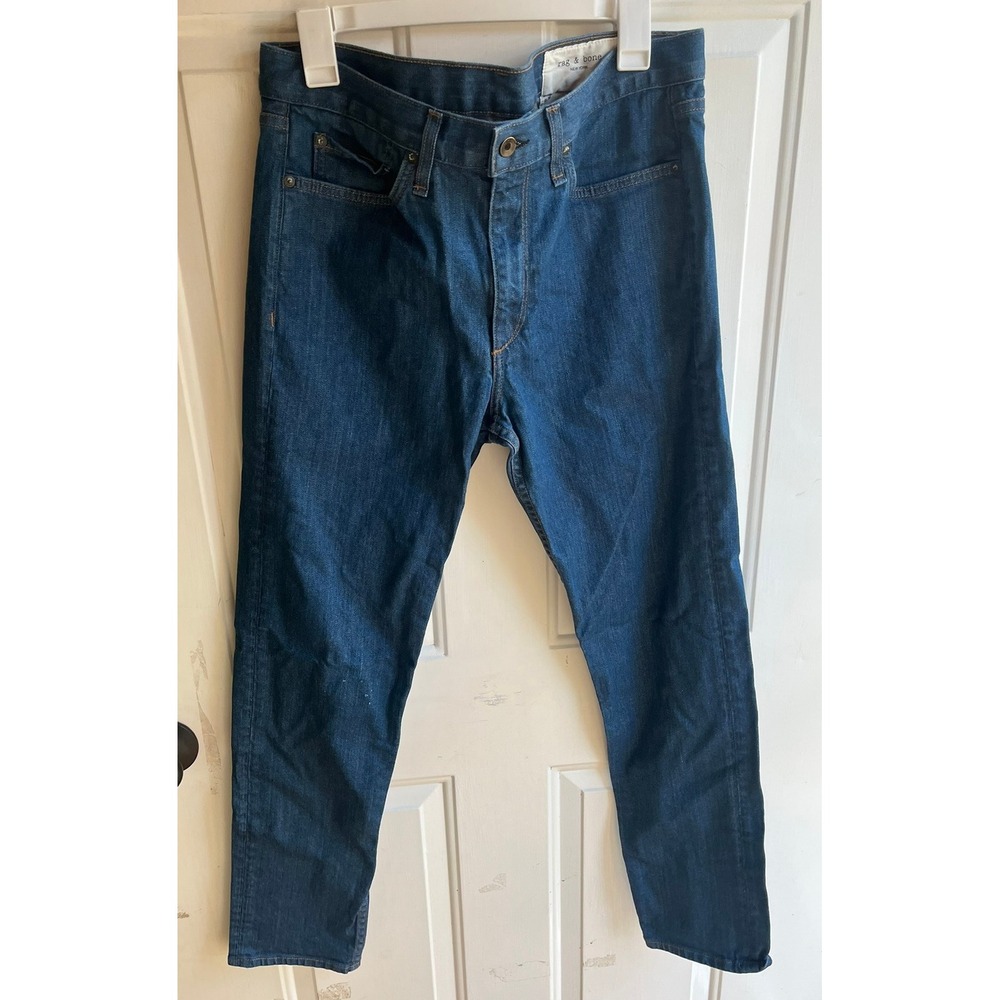 Rag & Bone Men's Fit 2 Slim Denim Jeans in Raw Blue‎ Wash USA Sz 34W 32L